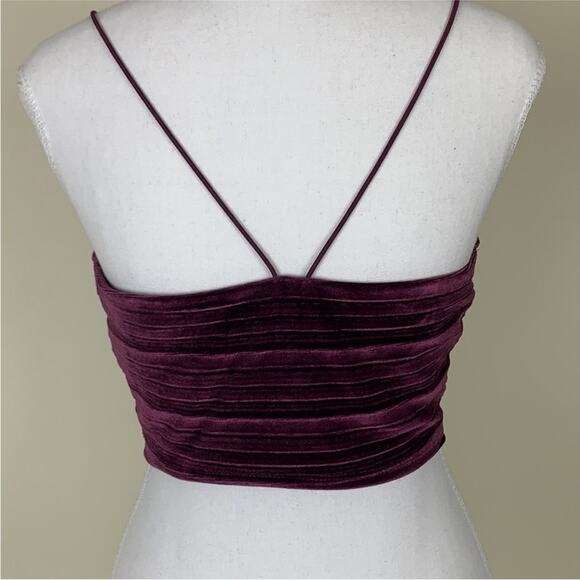NEW WILD FABLE Dark Purple Ribbed Striped Velvet Crop Top Bralette Cami Tank XL - Picture 9 of 10